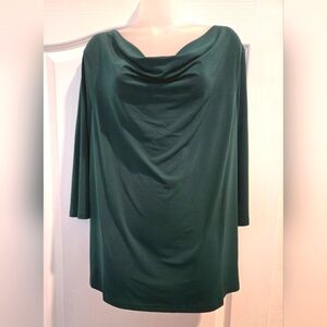 Maurices Cowl Neck Slinky Dress Shirt Emerald Green 3/4 Sleeve Size 1X